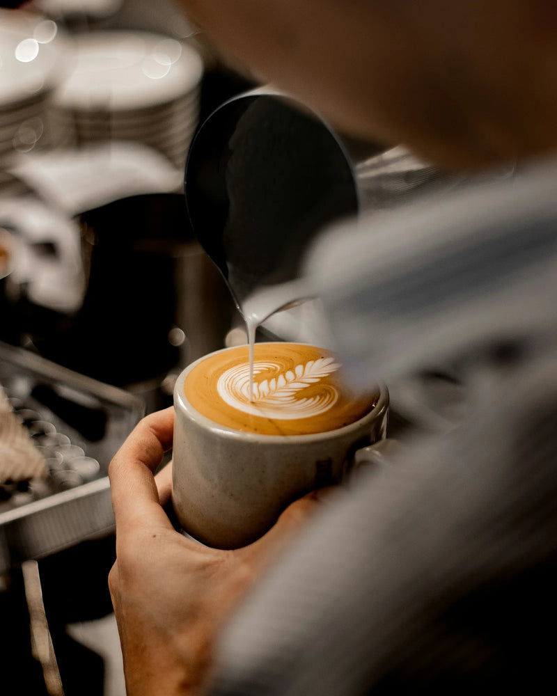 Latte art rosetta pour during the Thirst Academy barista course